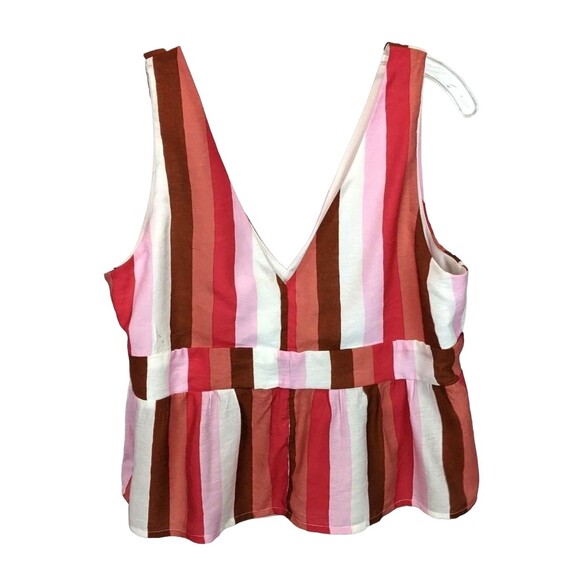 Francesca's Miami Top  Womens L  NWT  Red Striped V-Neck Empire Waist Crop Shirt - Picture 3 of 6